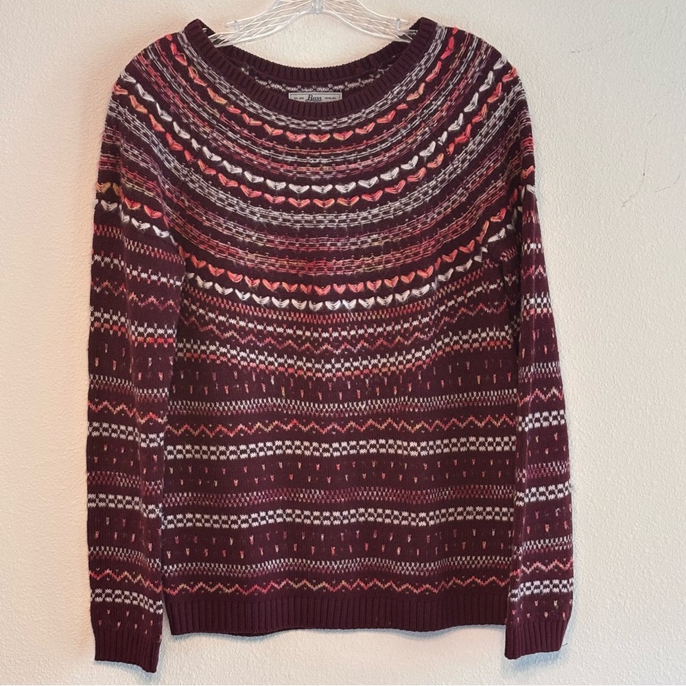 Bass Women's Burgundy Patterned Long Sleeve Sweater Size Small